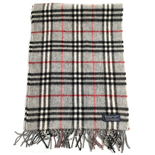 #1322 BURBERRY Vintage Gray Check 100% Lambswool Scarf