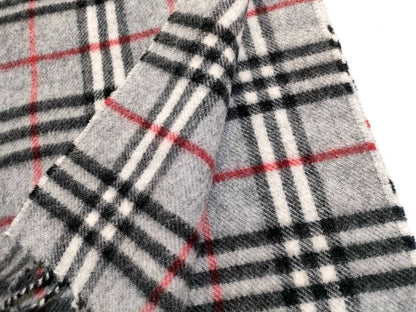 #1322 BURBERRY Vintage Gray Check 100% Lambswool Scarf