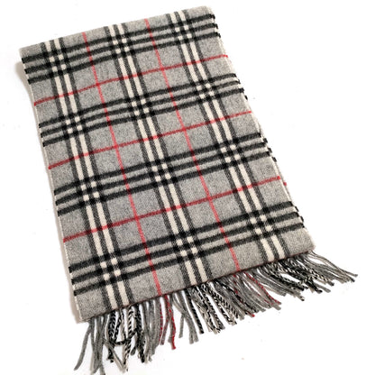 #1322 BURBERRY Vintage Gray Check 100% Lambswool Scarf