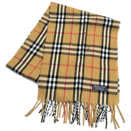 #1319 BURBERRY Vintage Archive Beige Check 100% Lambswool Scarf