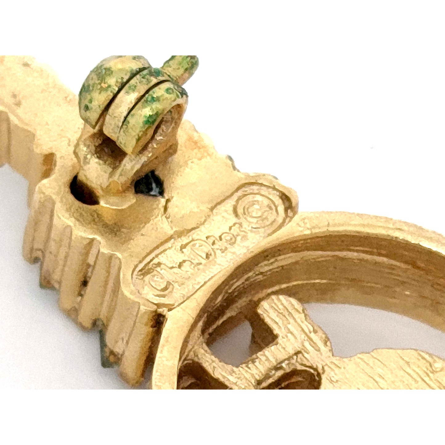 #1215 CHRISTIAN DIOR Oblique Logo Rhinestone Brooch Pin