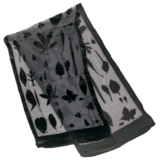 #1312 SALVATORE FERRAGAMO Black Silk & Velvet Evening Shawl