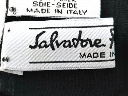 #1312 SALVATORE FERRAGAMO Black Silk & Velvet Evening Shawl