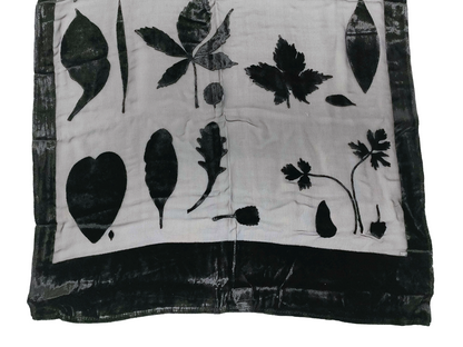 #1312 SALVATORE FERRAGAMO Black Silk & Velvet Evening Shawl