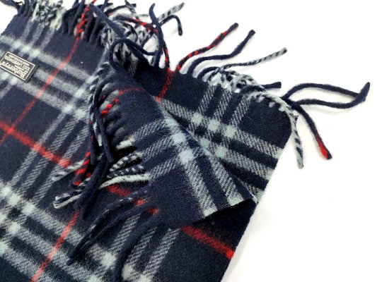 #1326 BURBERRY Vintage Navy 100% Lambswool Scarf