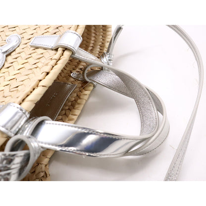 #1195 CELINE Metallic Triomphe Convertible Linen Basket