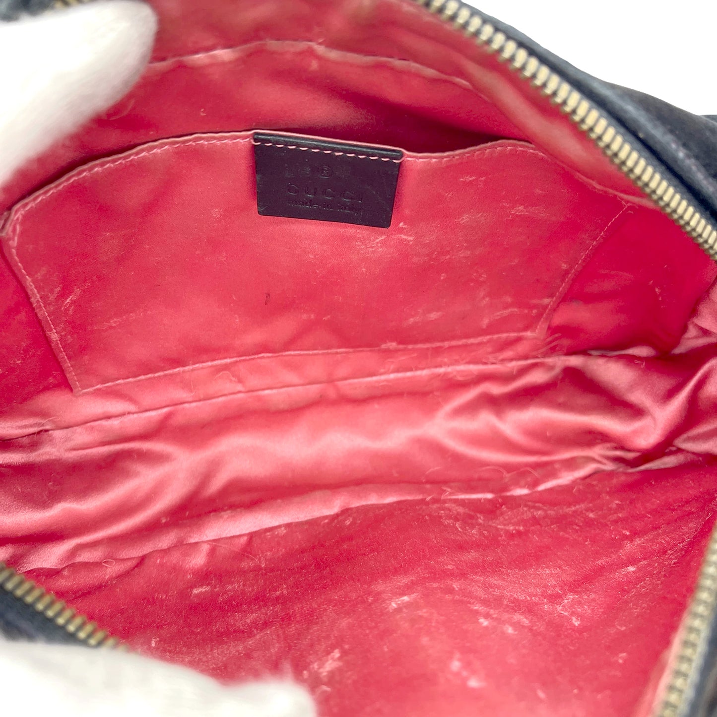 #1181 GUCCI GG Marmont Black Velvet Chevron Shoulder Bag