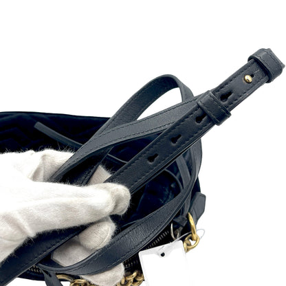 #1181 GUCCI GG Marmont Black Velvet Chevron Shoulder Bag