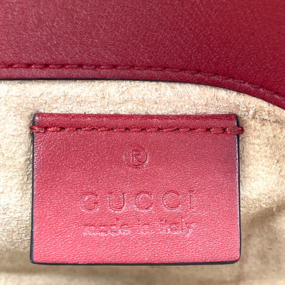 #1180 GUCCI Small GG Marmont Red Leather Matelassé Chevron Shoulder Bag