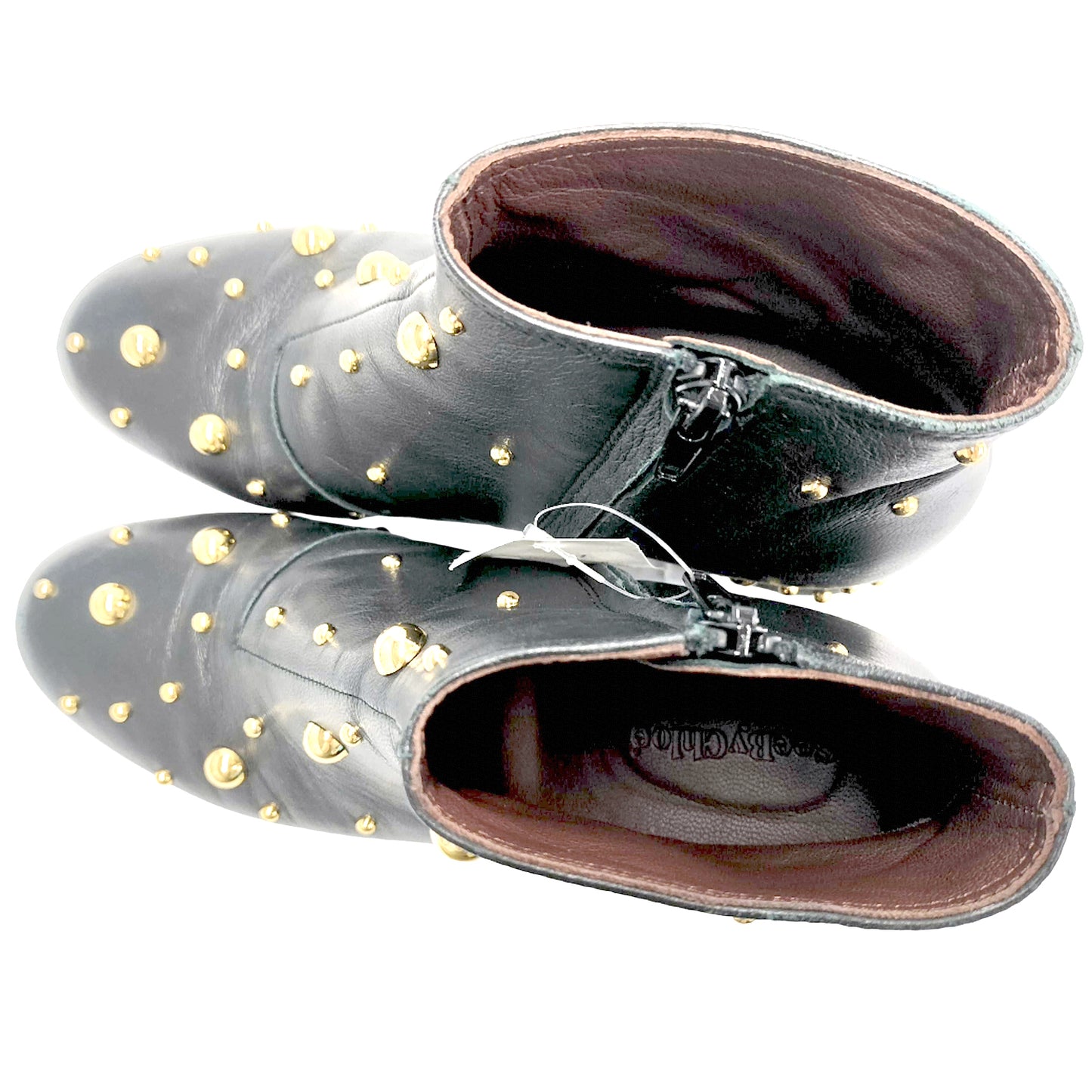 #1274 SEE BY CHLOE Studded Abby Leather Ankle Boots (Size 36)