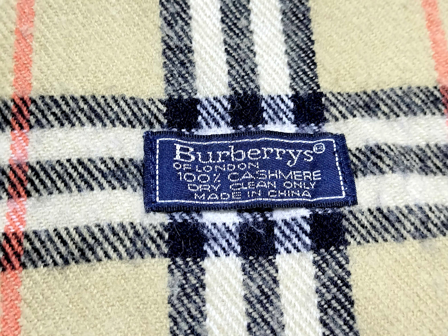 #1523 BURBERRY Vintage Archive Beige Check 100% Cashmere Scarf