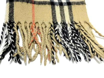 #1523 BURBERRY Vintage Archive Beige Check 100% Cashmere Scarf