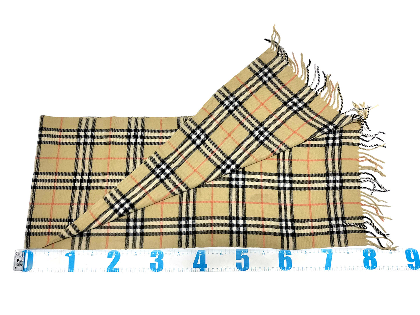 #1523 BURBERRY Vintage Archive Beige Check 100% Cashmere Scarf