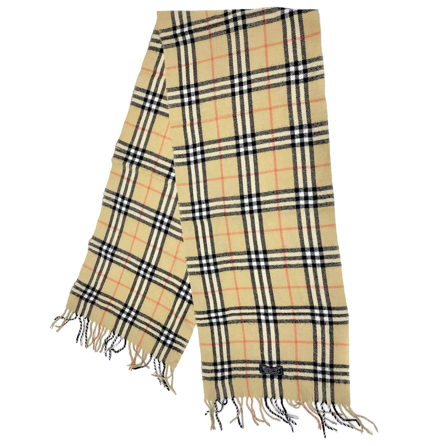 #1523 BURBERRY Vintage Archive Beige Check 100% Cashmere Scarf