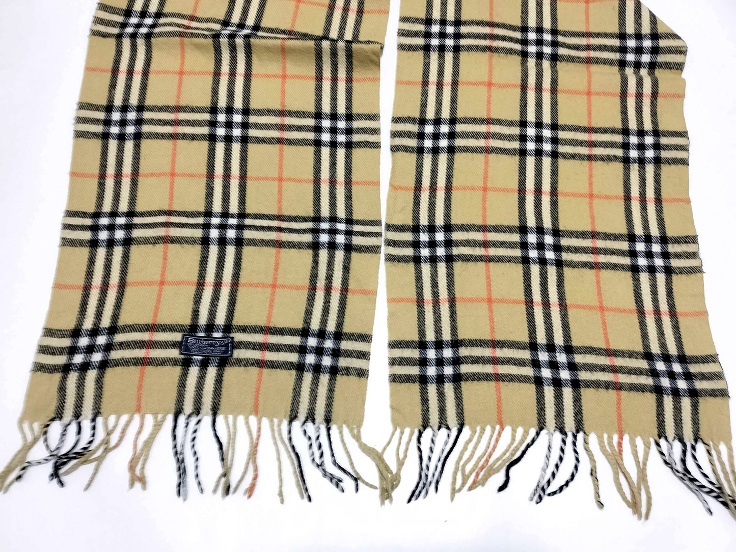 #1523 BURBERRY Vintage Archive Beige Check 100% Cashmere Scarf