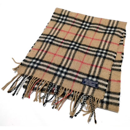#1351 BURBERRY Vintage Archive Beige Check 100% Cashmere Scarf