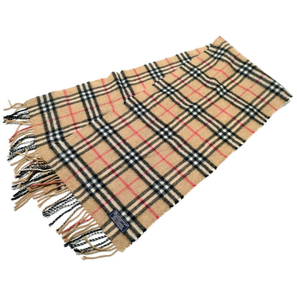 #1351 BURBERRY Vintage Archive Beige Check 100% Cashmere Scarf