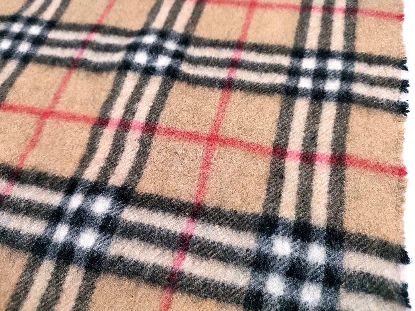 #1351 BURBERRY Vintage Archive Beige Check 100% Cashmere Scarf