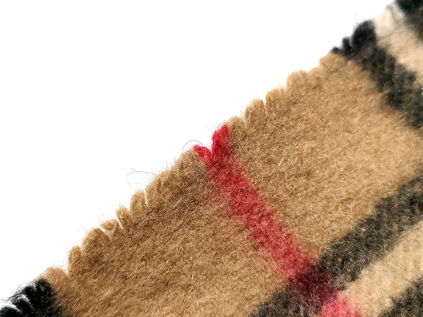 #1351 BURBERRY Vintage Archive Beige Check 100% Cashmere Scarf