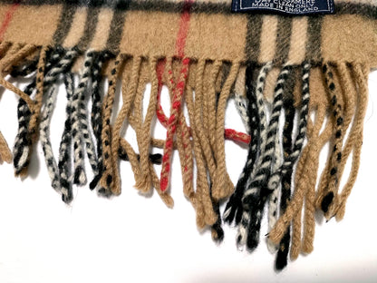 #1351 BURBERRY Vintage Archive Beige Check 100% Cashmere Scarf