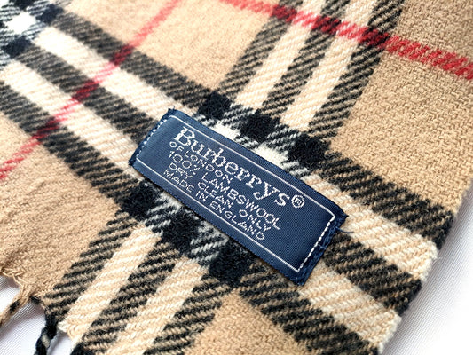 #1347 BURBERRY Vintage Archive Beige Check 100% Lambswool Scarf