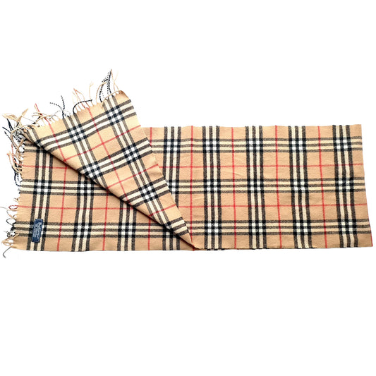 #1347 BURBERRY Vintage Archive Beige Check 100% Lambswool Scarf