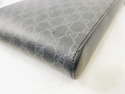 #1200 GUCCI Black GG Supreme Flat Messenger Web Crossbody