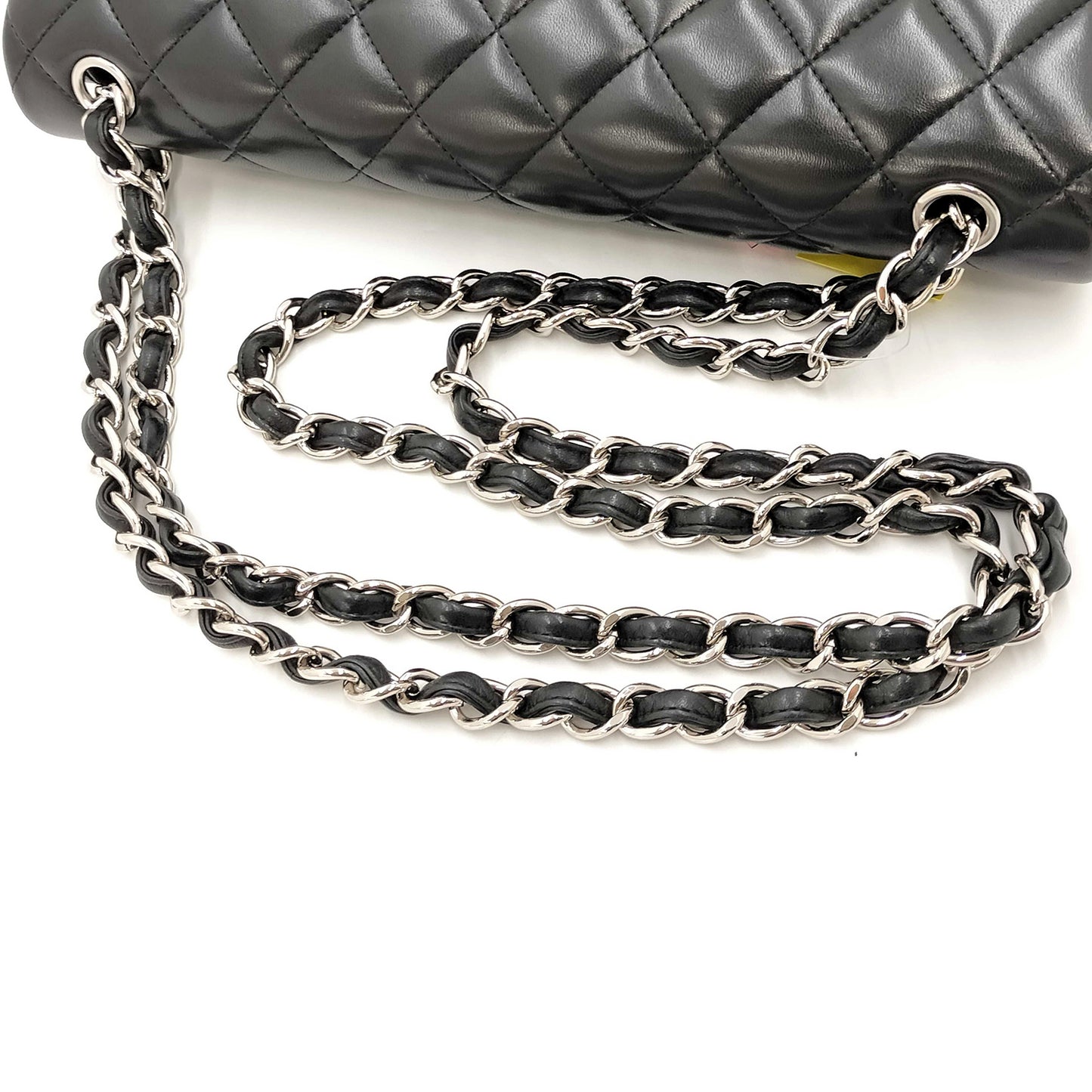 #1197 CHANEL Black Lambskin Matelasse 30cm Double Flap Shoulder Bag