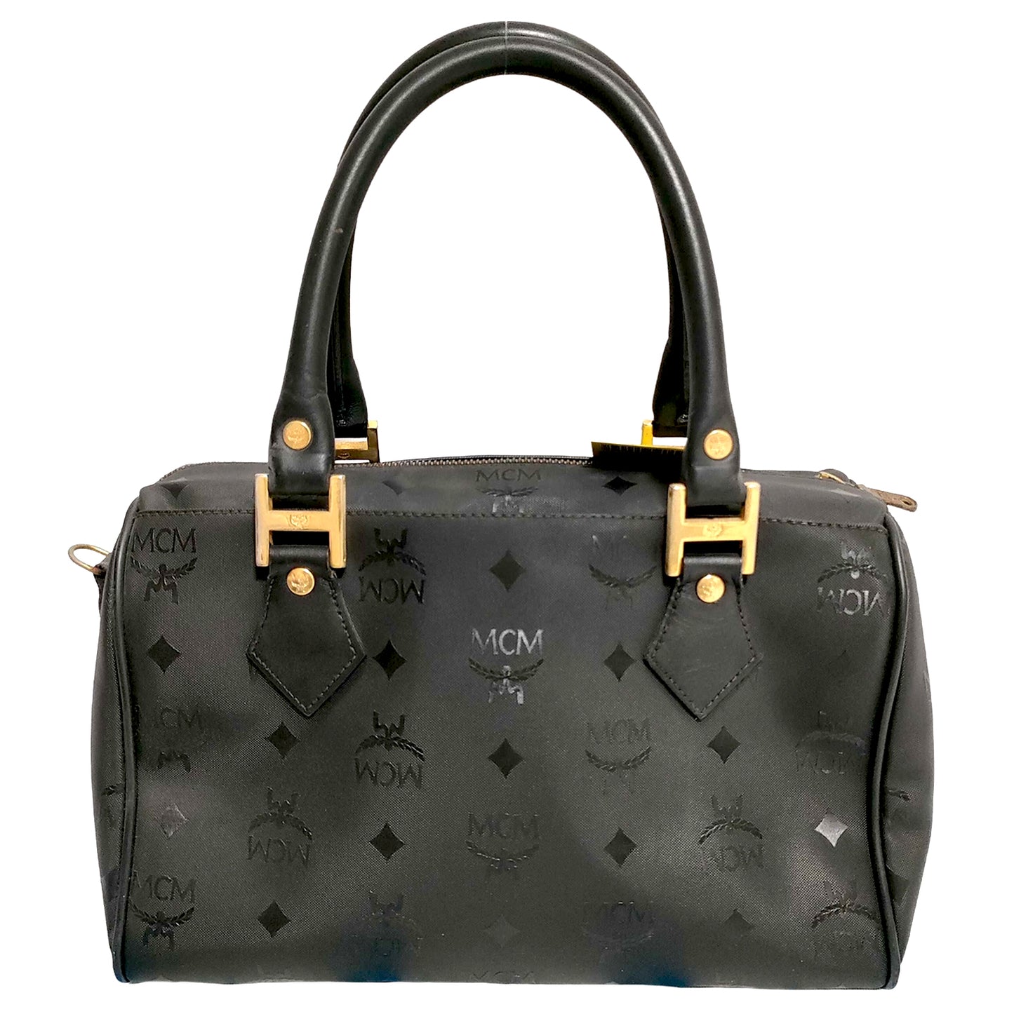#1196 MCM Mini Boston Black Visetos