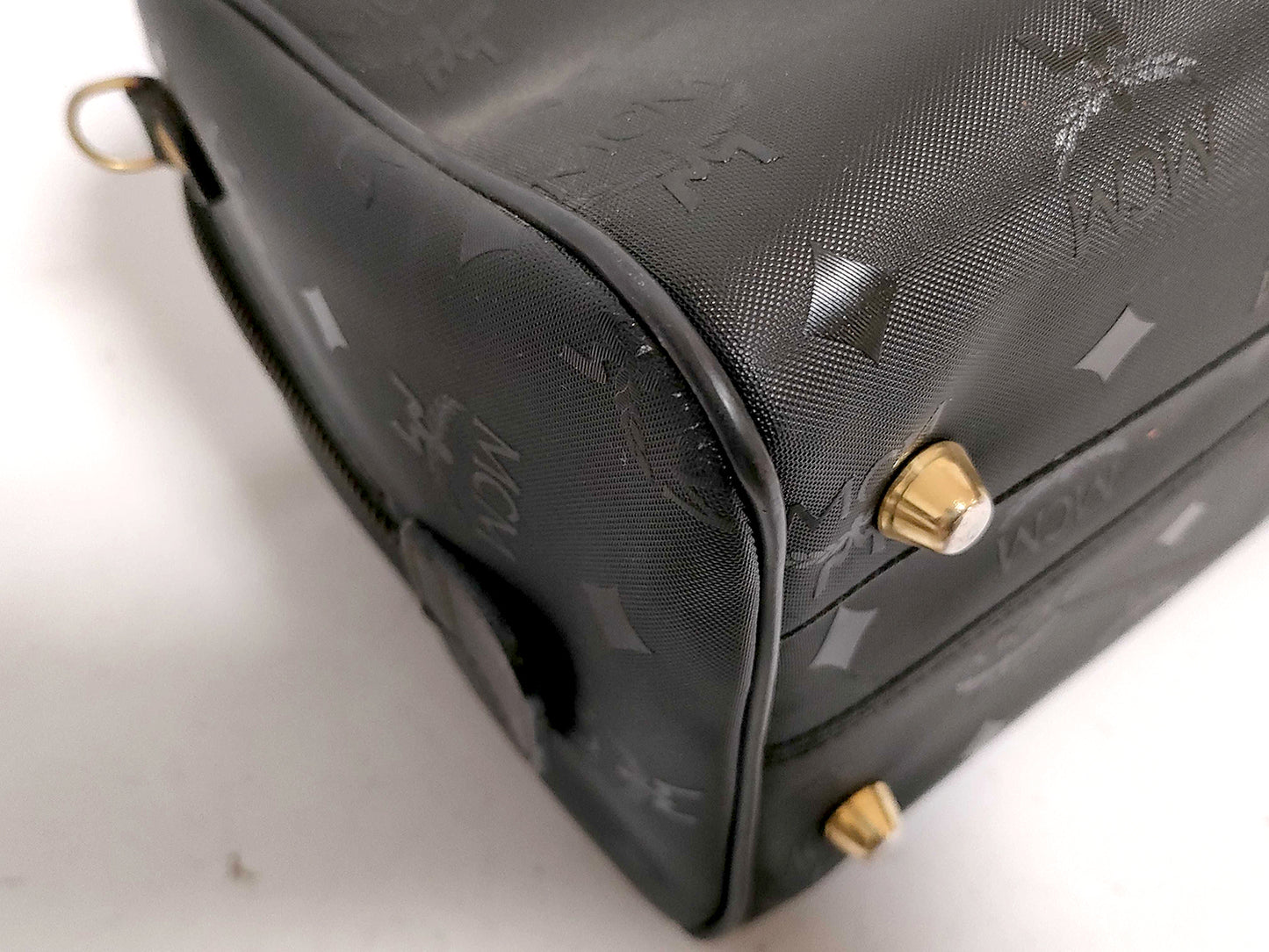 #1196 MCM Mini Boston Black Visetos