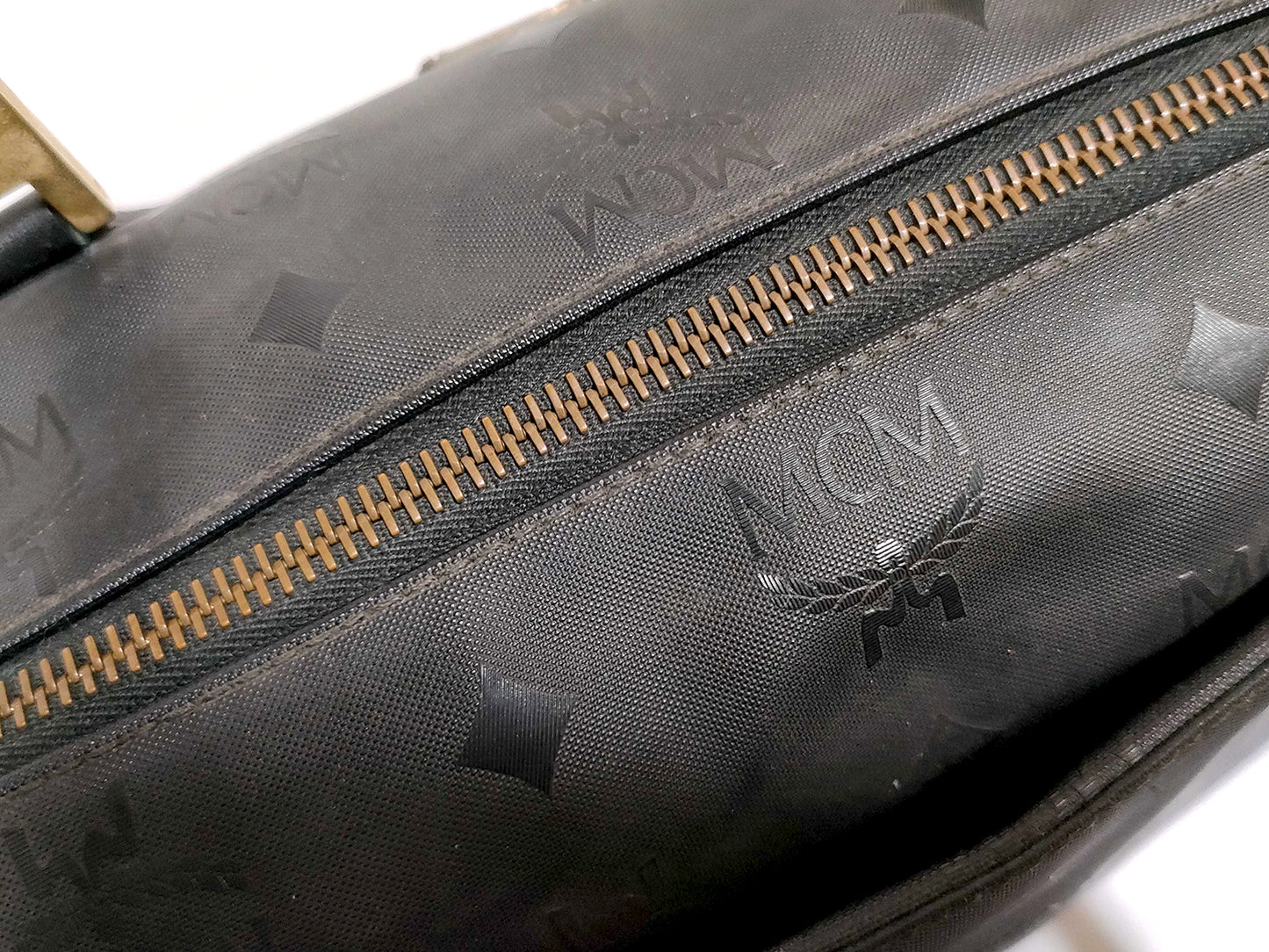 #1196 MCM Mini Boston Black Visetos