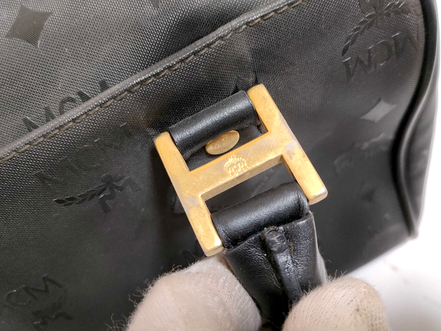 #1196 MCM Mini Boston Black Visetos