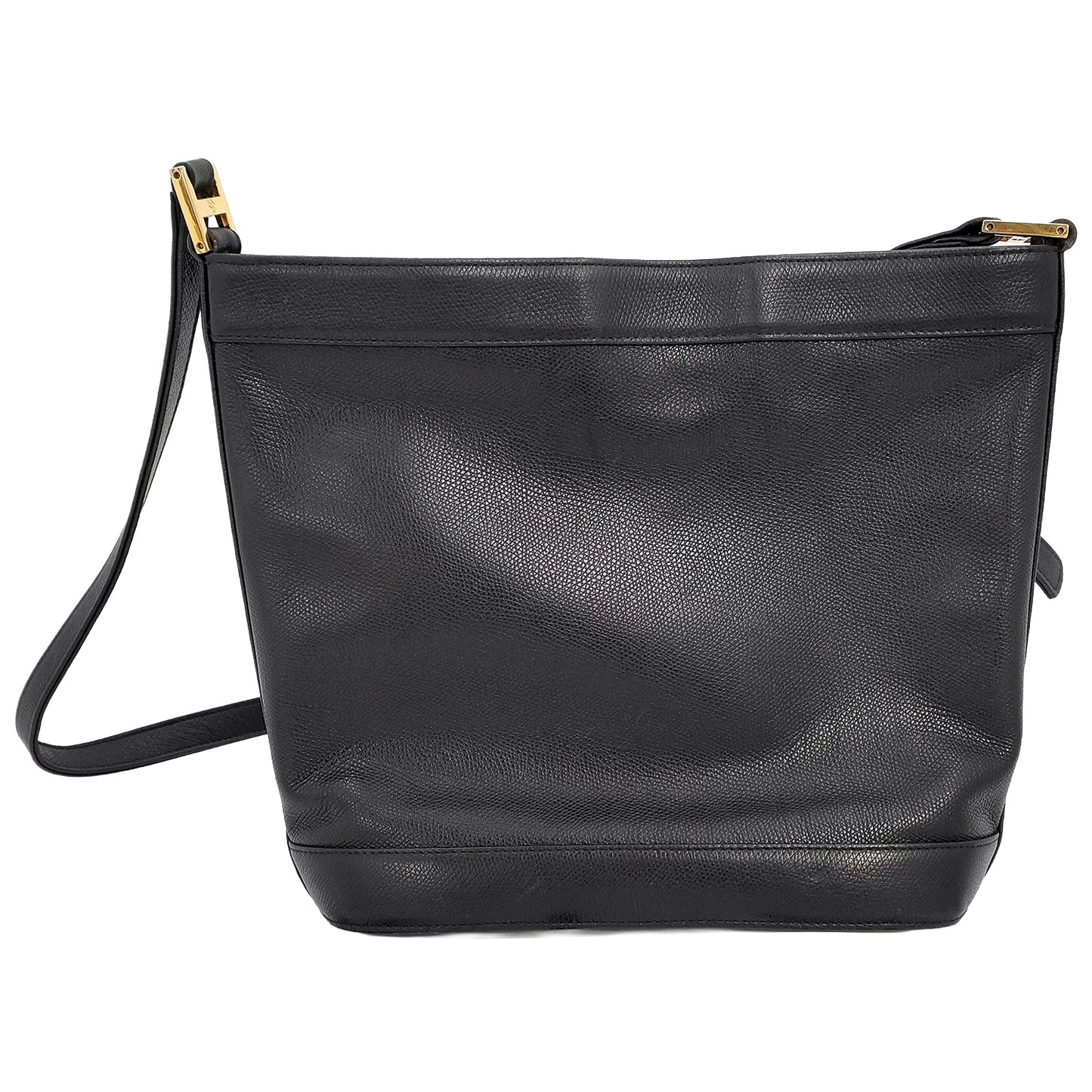 #1149 MCM Studded Black Leather Messenger Crossbody Bag