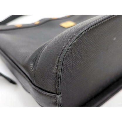 #1149 MCM Studded Black Leather Messenger Crossbody Bag