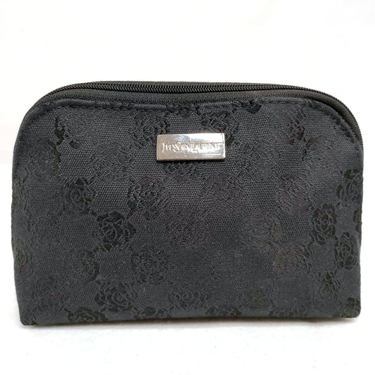 #1234 YVES SAINT LAURENT Black Floral Jacquard Cosmetic Case
