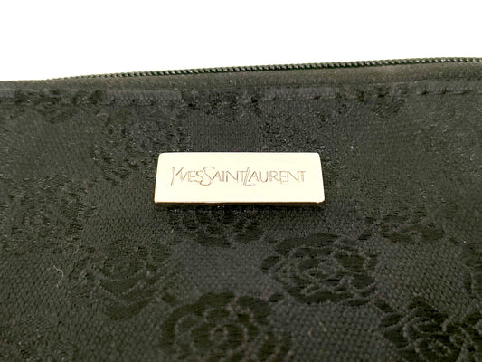 #1234 YVES SAINT LAURENT Black Floral Jacquard Cosmetic Case