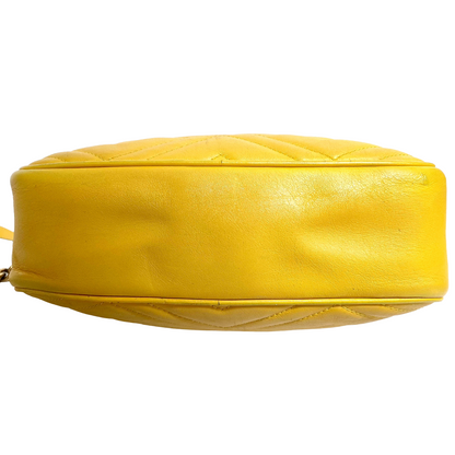 #1182 GUCCI GG Marmont Yellow Leather Matelassé Chevron Shoulder Bag