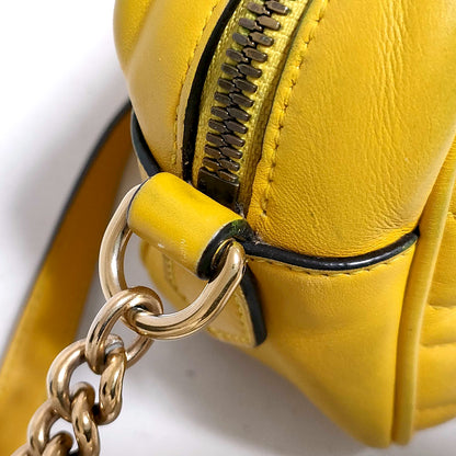 #1182 GUCCI GG Marmont Yellow Leather Matelassé Chevron Shoulder Bag