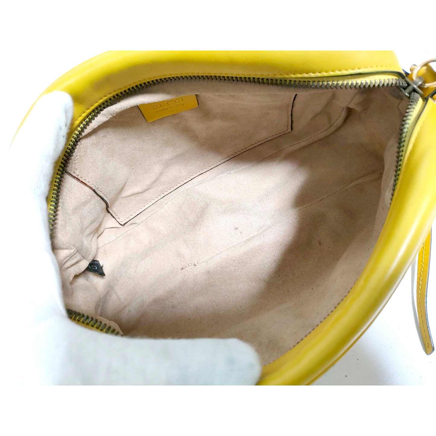 #1182 GUCCI GG Marmont Yellow Leather Matelassé Chevron Shoulder Bag