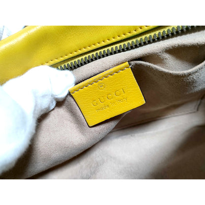 #1182 GUCCI GG Marmont Yellow Leather Matelassé Chevron Shoulder Bag