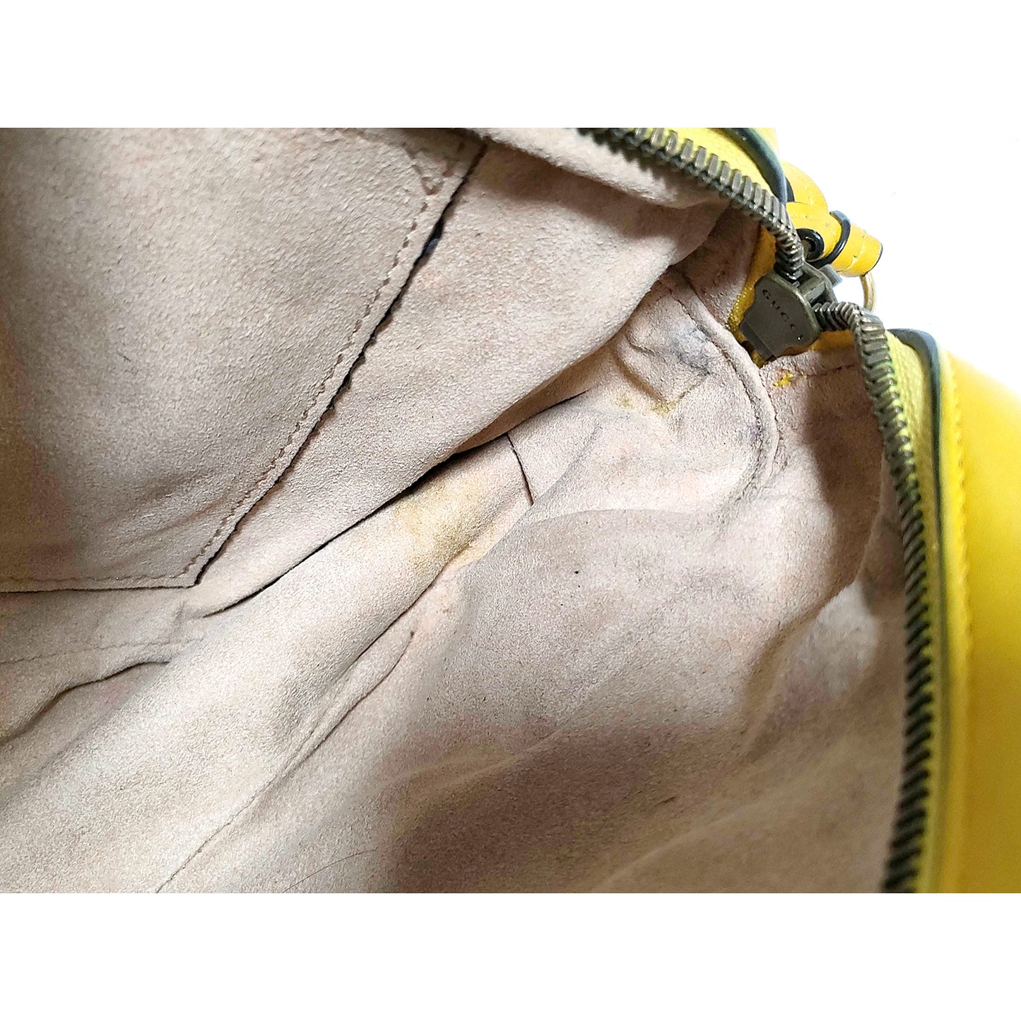 #1182 GUCCI GG Marmont Yellow Leather Matelassé Chevron Shoulder Bag