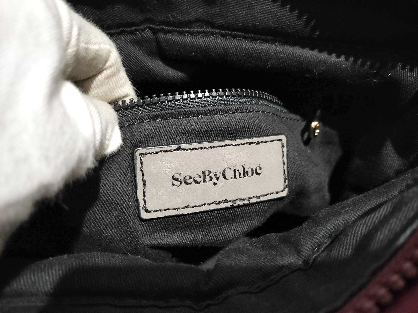 #1301 CHLOE See by Chloe Burgundy Nylon Joy Rider Bag