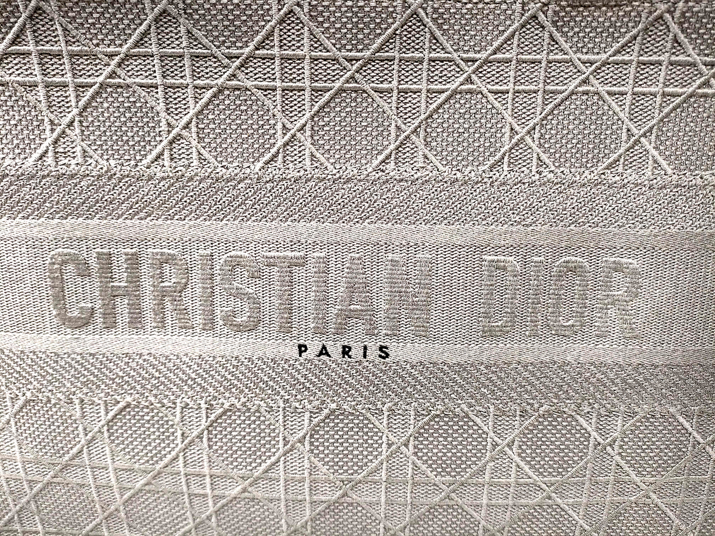 #1299 CHRISTIAN DIOR Medium Stone Cannage Book Tote