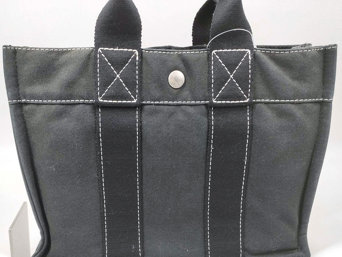 #1296 HERMÈS Dark Gray Toile Fourre-Tout PM Tote