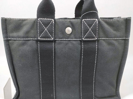 #1296 HERMÈS Dark Gray Toile Fourre-Tout PM Tote