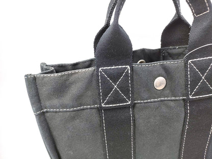 #1296 HERMÈS Dark Gray Toile Fourre-Tout PM Tote