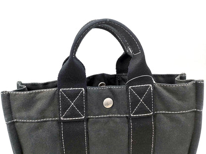 #1296 HERMÈS Dark Gray Toile Fourre-Tout PM Tote