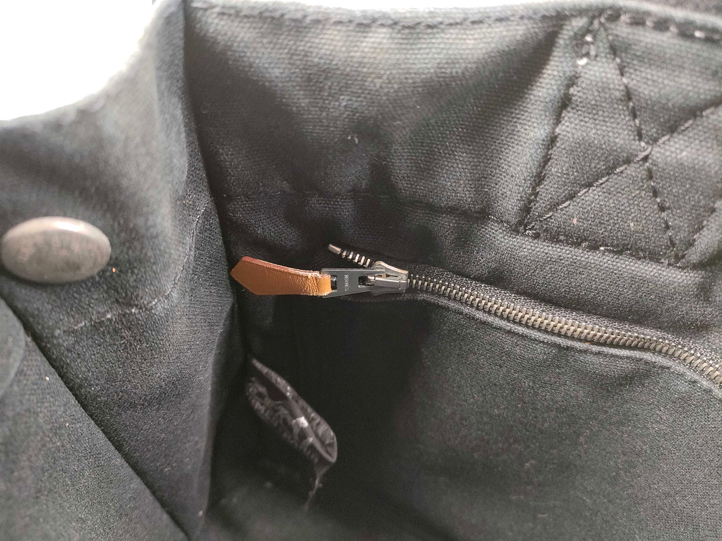 #1296 HERMÈS Dark Gray Toile Fourre-Tout PM Tote