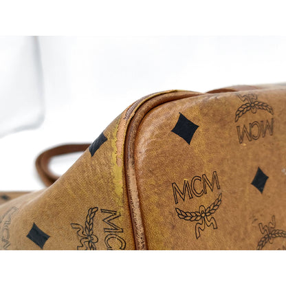 #1138 MCM Shoulder Tote in Cognac Visetos (Lipstick Staining)