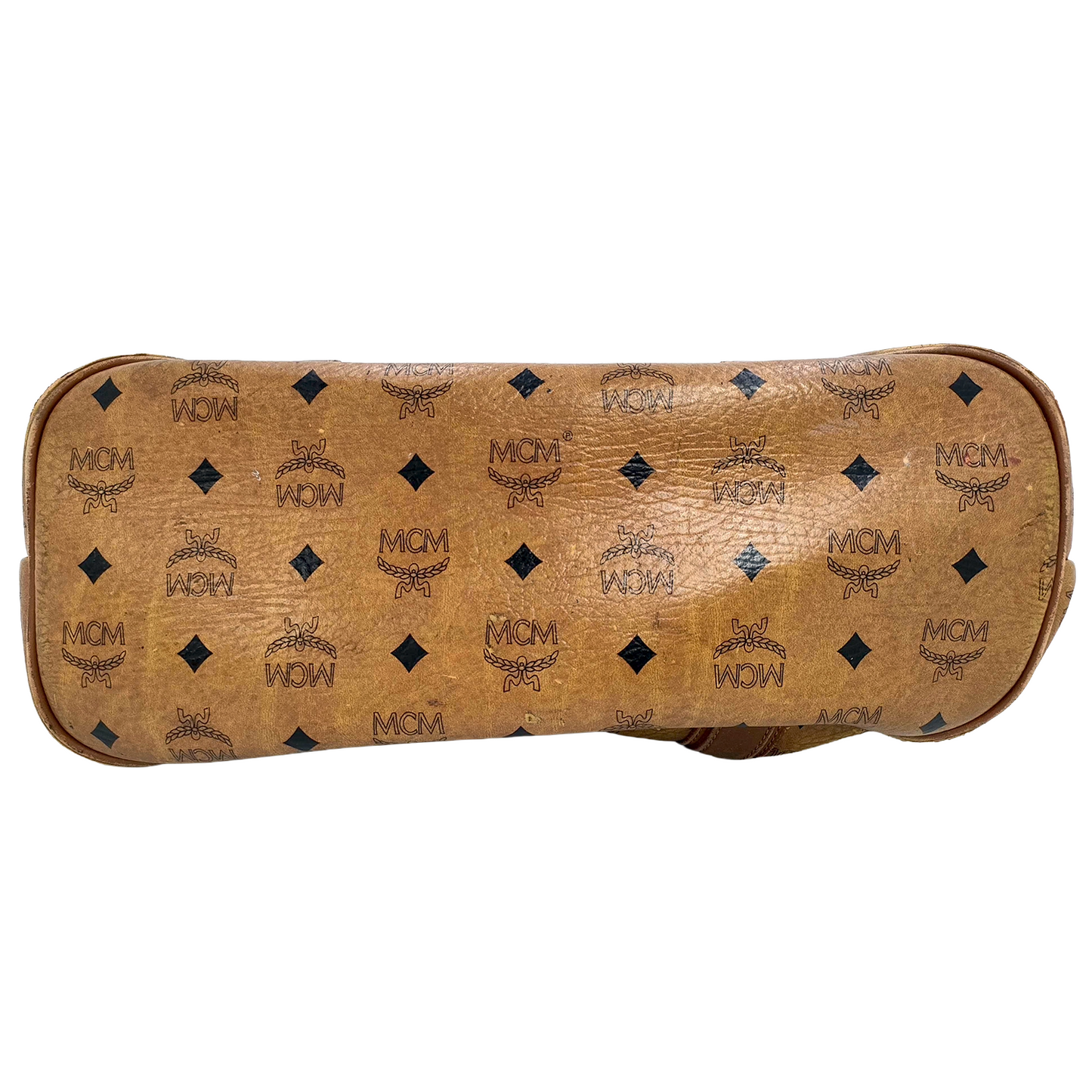 #1138 MCM Shoulder Tote in Cognac Visetos (Lipstick Staining)